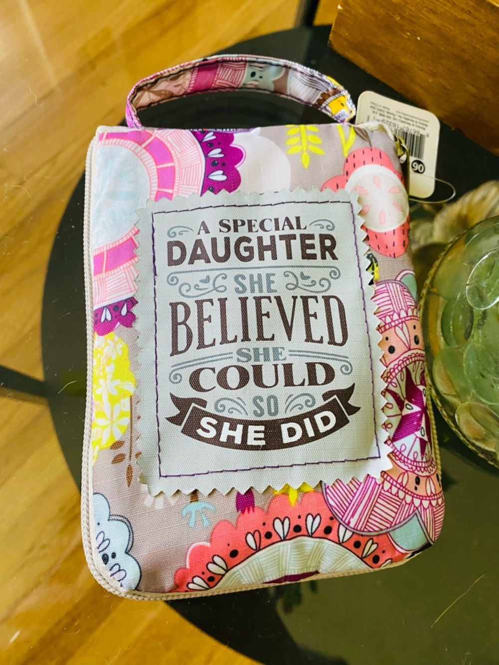 A Special Daughter Floral Foldaway Tote- Pink Multicolor